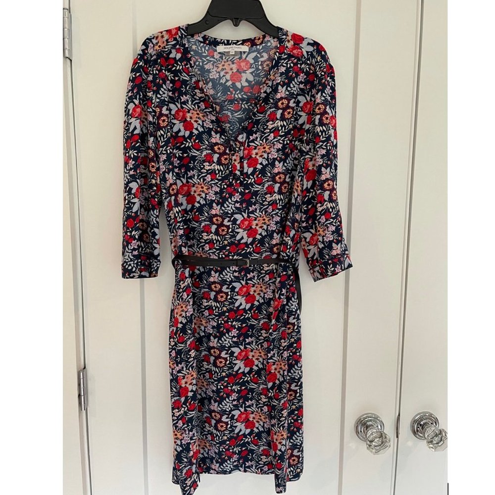 Gerard Darel Navy Floral Belted Dress US Size 8 FR size 40